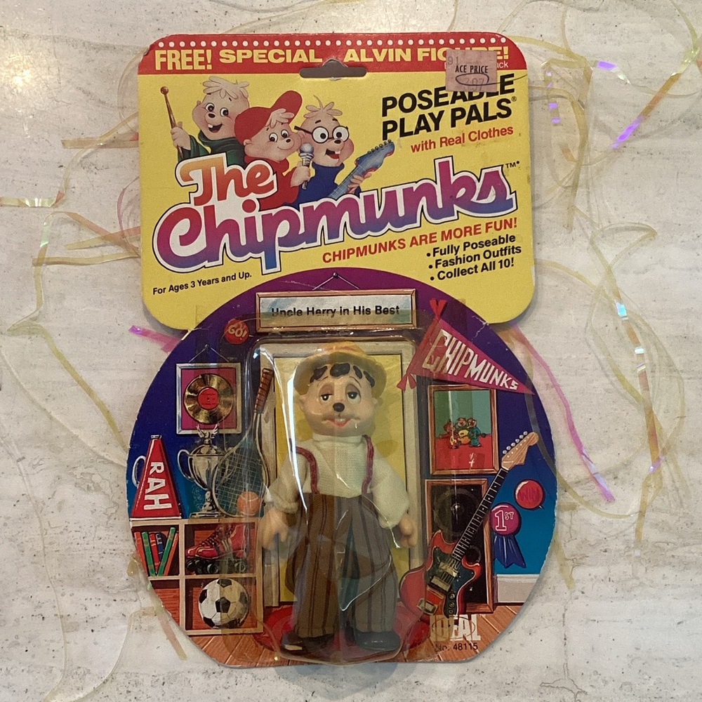 Vintage The Chipmunks 1984 Poseable Play Pal Uncle Harry Figure Alvin Toy Ideal